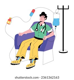 Comprobar la ilustración plana del tratamiento con iv 