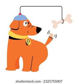 Check flat illustration of puppy catching
