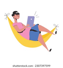Check flat illustration of relaxing hammock