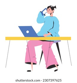 Check flat illustration of remote worker  
