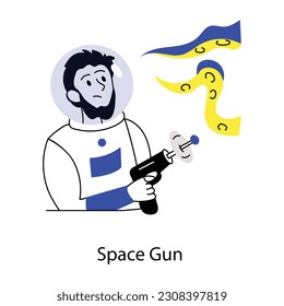 Check flat illustration of space gun 