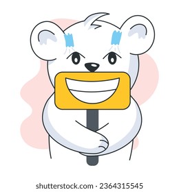 Check flat sticker of smiling bear 