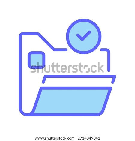 Check Folder Line Icon, Outline Symbol for Data Organized, File Complete, Project Finished, Archive Sorted, and Directory Valid. Vector Sign Icon.