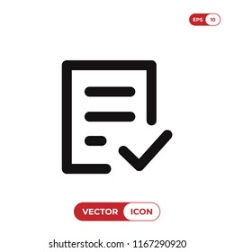 Check form vector icon. Checked symbol. Approve pictogram, flat vector sign isolated on white background. Simple vector illustration for graphic and web design.