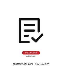 Check form vector icon. Checked,approved symbol. Flat vector sign isolated on white background. Simple vector illustration for graphic and web design.
