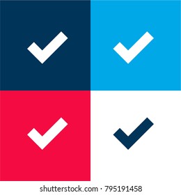 Check four color material and minimal icon logo set in red and blue