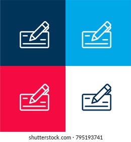 Check four color material and minimal icon logo set in red and blue