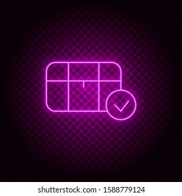 Check, gaming, treasure vector icon. Element of simple icon for websites, web design, mobile app, info graphics. Pink color. Neon vector on dark background
