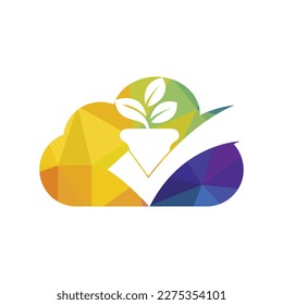 Check garden vector logo design. Check and flower pot icon.