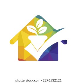 Check garden vector logo design. Check and flower pot icon.
