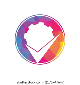 Compruebe el diseño del icono del logotipo del engranaje. Marque el vector de icono del logotipo de cog.	