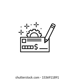 Check gear pencil icon. Element of management icon