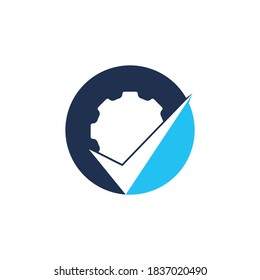 Check gear vector logo design. Checking logo concept design.