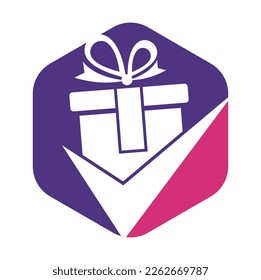 Check Gift Logo Icon Design. Check gift box logo design icon template vector.