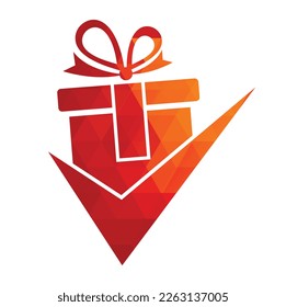 Überprüfen Sie das Design des Geschenkbildes. Markieren Sie das Geschenkbox Logo Design Symbol Vorlage Vektorgrafik.