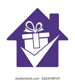 Check Gift Logo Icon Design. Check gift box logo design icon template vector.