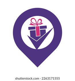 Check Gift Logo Icon Design. Check gift box logo design icon template vector.