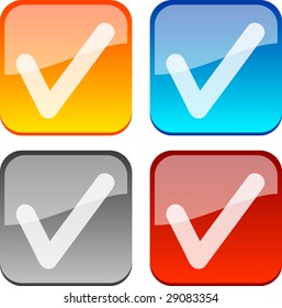 Check glossy buttons. Vector illustration.
