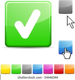 Check glossy vibrant web icon.
