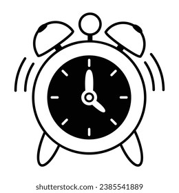 Check glyph icon of alarm clock 