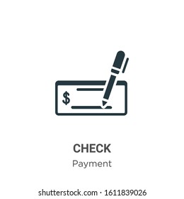 Check glyph icon vector on white background. Flat vector check icon symbol sign from modern payment collection for mobile concept and web apps design.