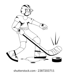 Check glyph illustration of hockey player