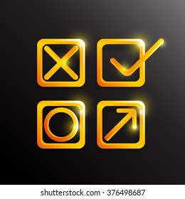 Check Gold, true and false Symbol. Vector illustration