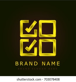 Check golden metallic logo