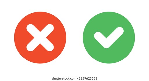 Check Green mark and Red Wrong icon. Flat icon.