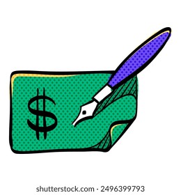 Check halftone icon hand drawn color vector illustration