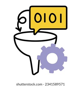 Check hand drawn icon of binary funnel 