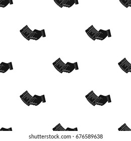 Check in hand. E-commerce single icon in black style vector symbol stock illustration web.