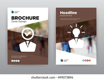Check Head Human Brown Employee Lamp Think Minimalist Trend Business Corporate annual report brochure flyer design template stock vector, Leaflet abstract flat background, layout A4 size, EPS, 2016