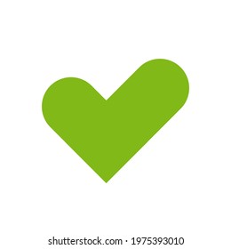 Check heart icon vector. Love check mark sign in flat style. Tick symbol isolated on white background. Vector Illustration.