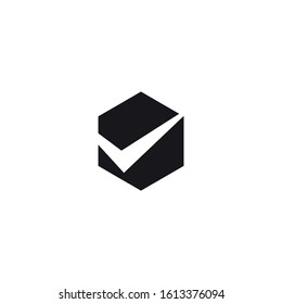 check in hexagon brand logo vector