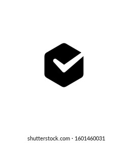 check hexagon logo design vector template sign icon