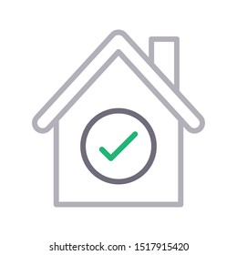 check home colour line vector icon
