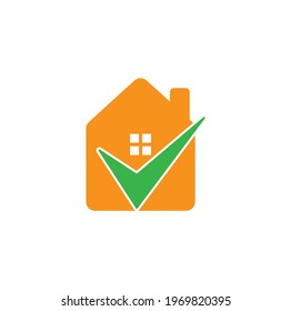 Check home logo design template. Check home, Real estate vector logo design. Home and check mark vector icon.