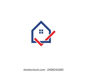Check Home Real estate Logo Concept icon sign symbol Element Design. Tick, Checkmark, Mortgage, building, Realtor, House Logotype. Vector illustration logo template
