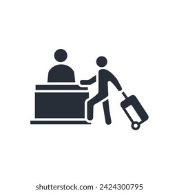 check in hotel icon. vector.Editable stroke.linear style sign for use web design,logo.Symbol illustration.