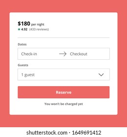 Check In Check Hotels Out Widget Components User Interface Design Ui Vector