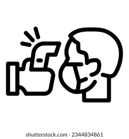 Check human body temperature line icon. Detection virus transmission symbol, outline style pictogram on white background. contactless infrared covid-19 outbreak vector sign.
