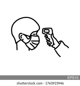 
Check human body temperature

.Use contactless infrared thermometer covid-19 outbreak vector sign