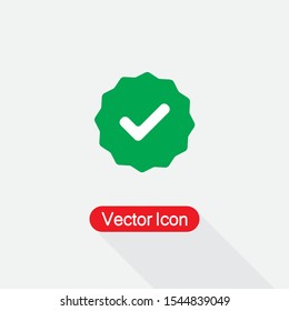 Check Icon, Approved Icon Vector Illustration Isolated On Light Gray Background Eps10