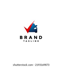 Check Icon Beside Car Silhouette Logo Design
