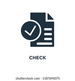 Check icon. Black filled vector illustration. Check symbol on white background. Can be used in web and mobile.