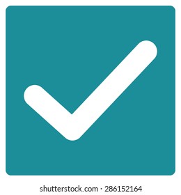 Check icon from Business Bicolor Set. This flat vector symbol uses soft blue color, rounded angles, and isolated on a white background.