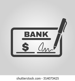 The check icon. Checkbook and cheque, pay, payment, paying symbol. Flat Vector illustration