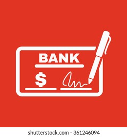 Cheque Icon Bank Finance Pay Symbol Stock Illustration 597094877 ...