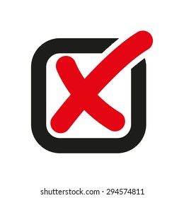 The check icon. Checkmark and checkbox, no, voting symbol. Flat Vector illustration